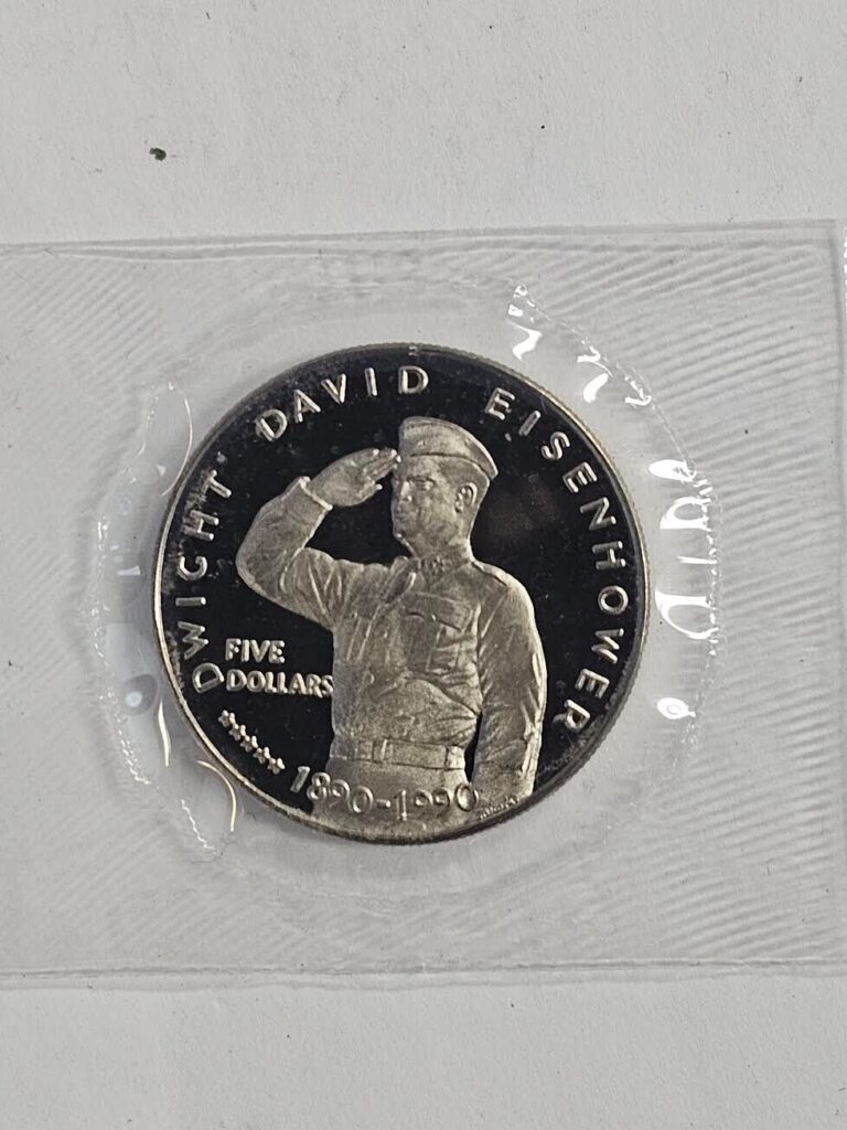 Read more about the article 1990 Marshall Islands $50 Silver Eisenhower Commemorative Proof Coin DCAM