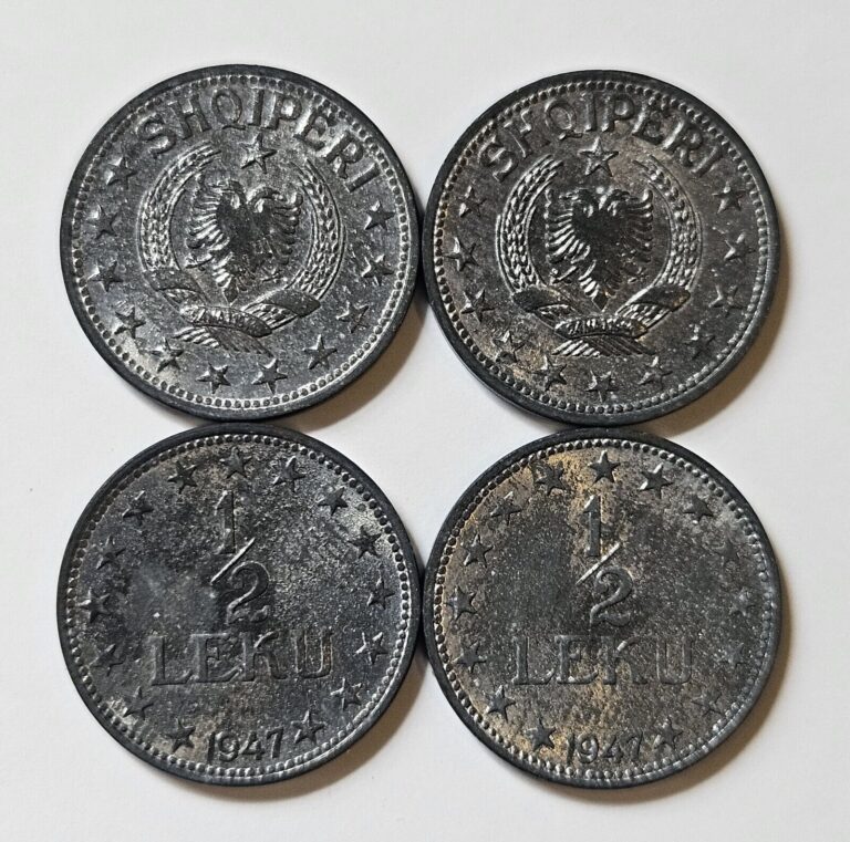 Read more about the article 1947 Albania 1/2 Leku 4-Coin Lot