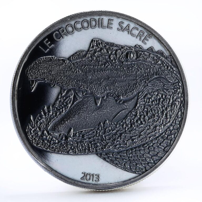 Read more about the article Burkina Faso 1000 francs Holy Crocodile Sacre in Dark Datina silver coin 2013