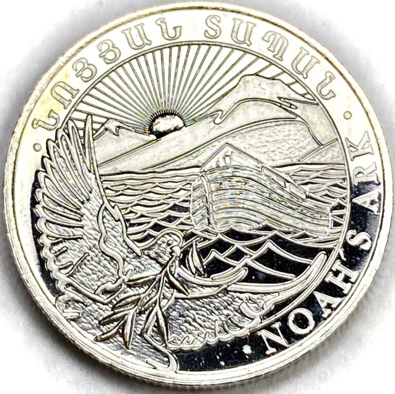 Read more about the article 2019 Republic Of Armenia Noahs Ark 1/4oz .999 Silver 100 Drams Coin Dove Sunrise