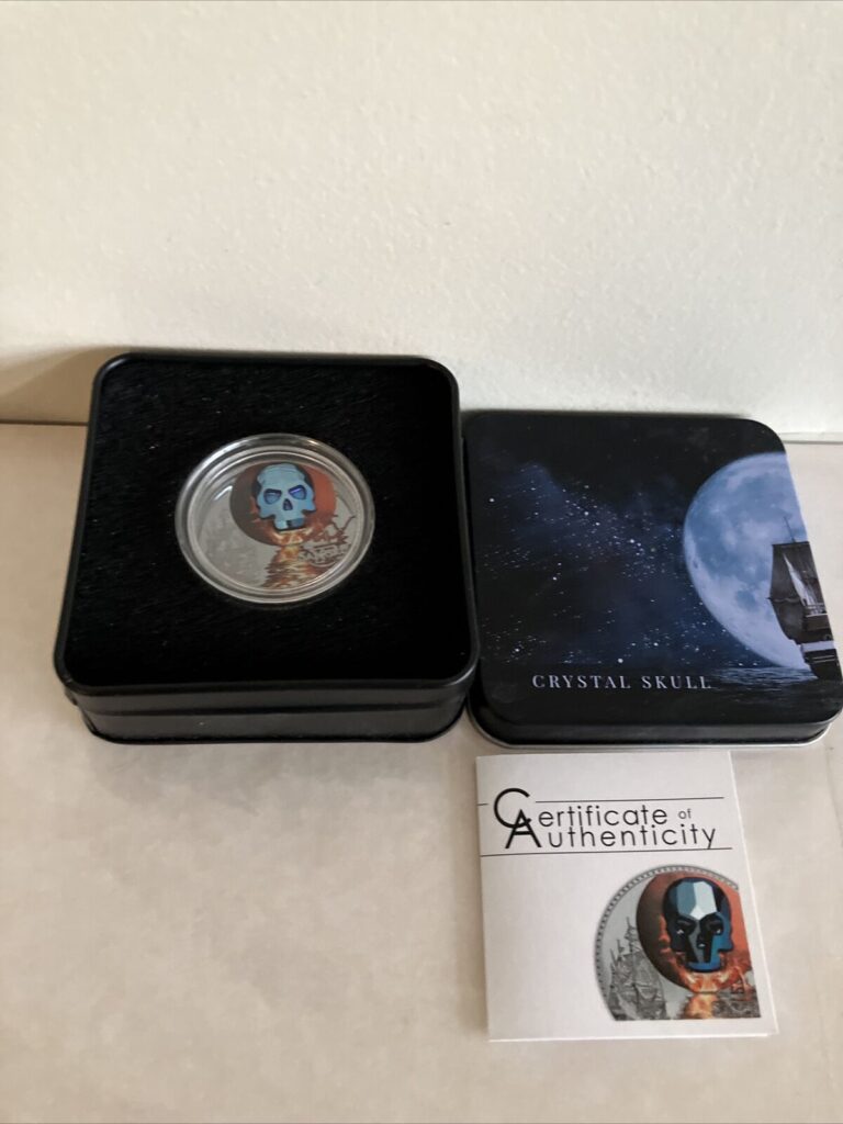 Read more about the article 2019 Equitorial Guinea Silver 1 Oz Proof Coin Crystal Skull W/ Box/COA