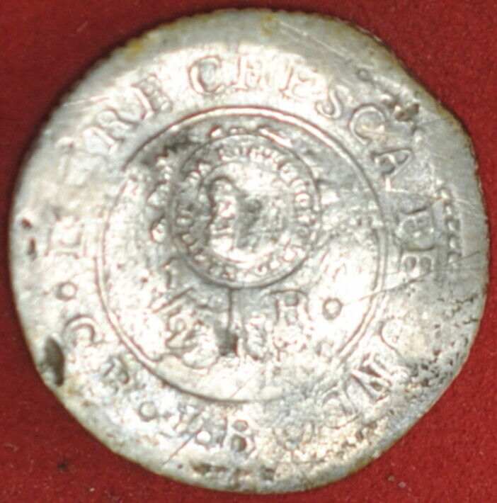 Read more about the article (1849) Costa Rica 1/2 Real Counterstamp Type VI on 1846CR CAR 1/2 Real VG Detail