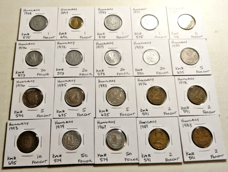 Read more about the article Hungary  Coin Lot – ( 20 Coins)  -All are in 2 X 2’s –  See Photos  (Lot#952)