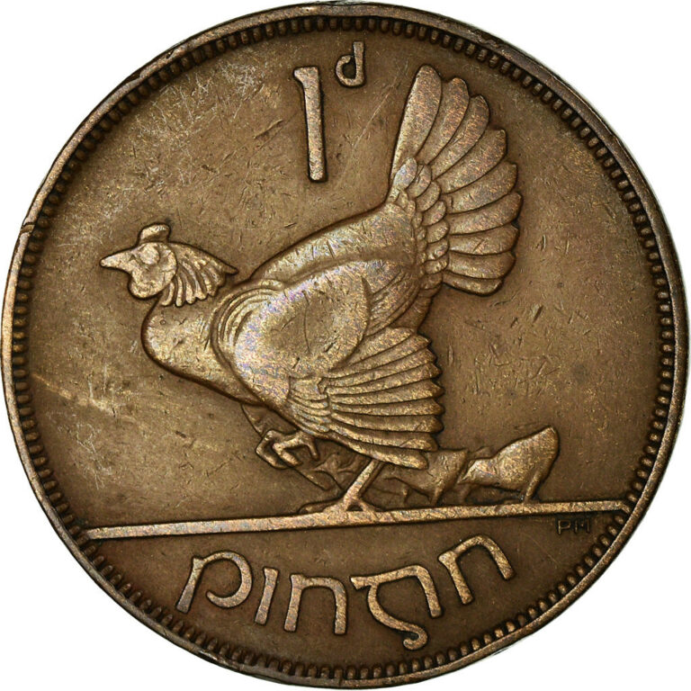 Read more about the article Irish Coin Ireland 1 Pingin | Celtic Harp | Hen | Chick | 1928 – 1937