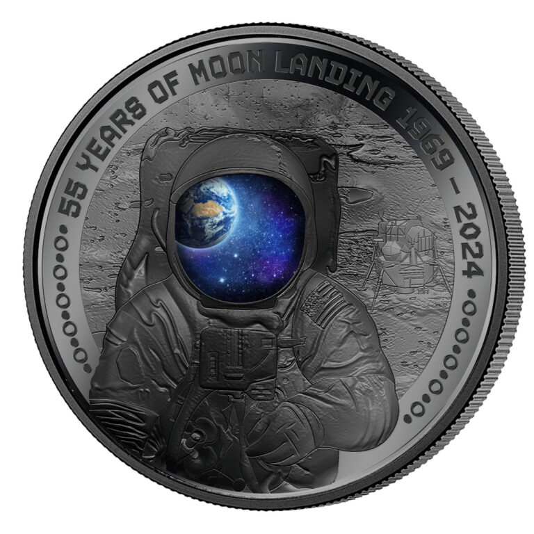 Read more about the article 2024 Barbados First Man on the Moon Landing 1oz Silver Black Proof Coin