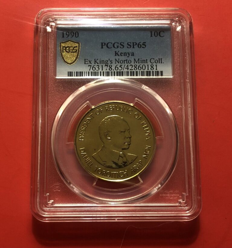 Read more about the article KENYA-1990-OUTSTANDING UNC 10 CENT COIN   GRADED BY PCGS SP65..RARE.