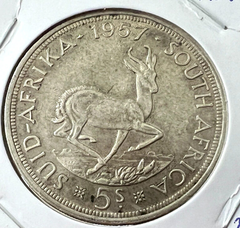 Read more about the article 1957  SOUTH AFRICA SILVER 5 SHILLINGS NICE CROWN