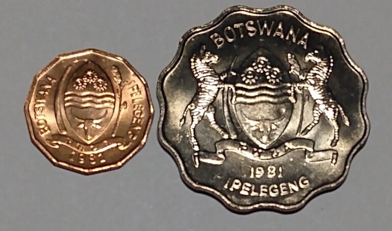 Read more about the article 1981 BOTSWANA 1 PULA fingerprint and 2 THEBE COPPER NICKEL and BRONZE ZEBRA