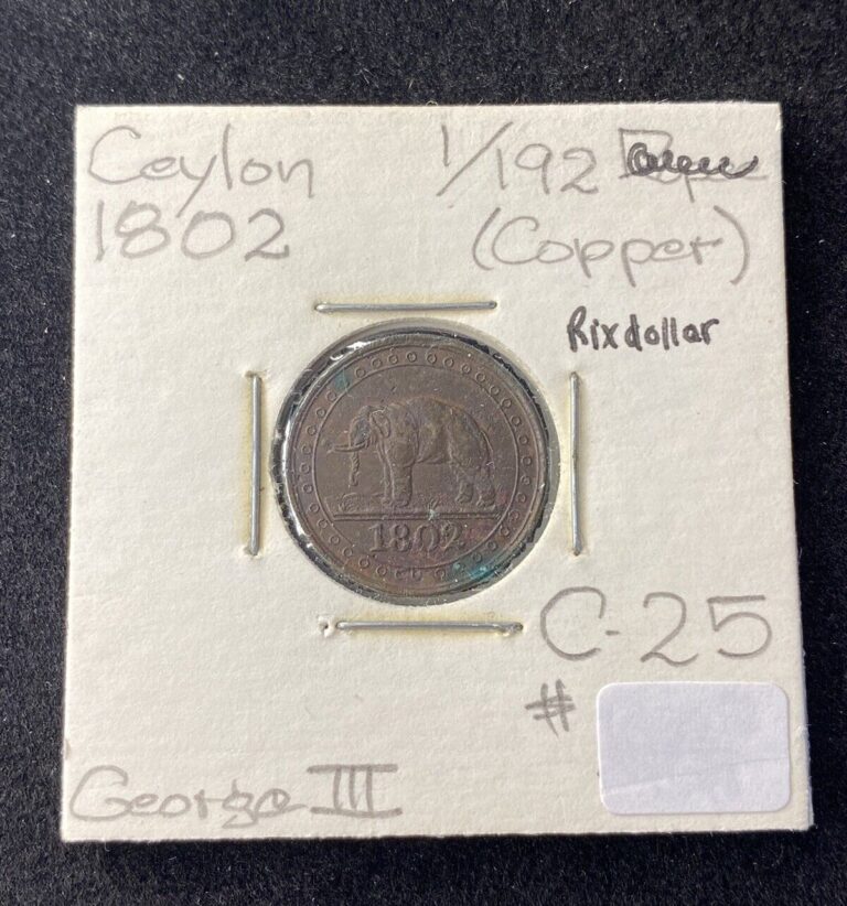 Read more about the article 1802 Ceylon 1/192 Rixdollar Copper Coin Free Shipping