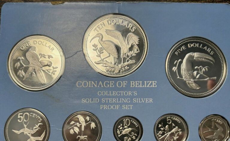 Read more about the article 1980 Belize Sterling Silver Proof Set 2.92ozt ASW Toucan Macaw Low Mintage 1826