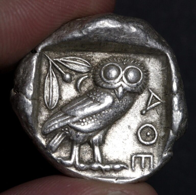 Read more about the article Ancient Greece Athens Owl Tetradrachm Silver Coin Choice Very Fine VF 454BC