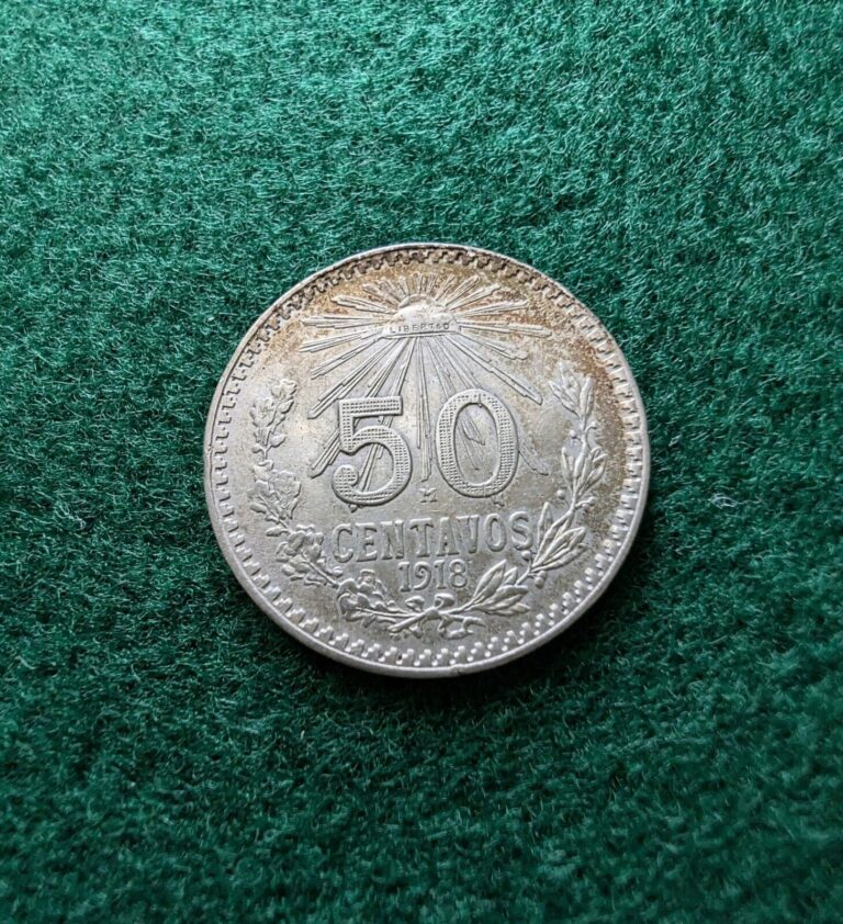 Read more about the article 1918 Mexico 50 Centavos  AU Detail  RARE KEY DATE!