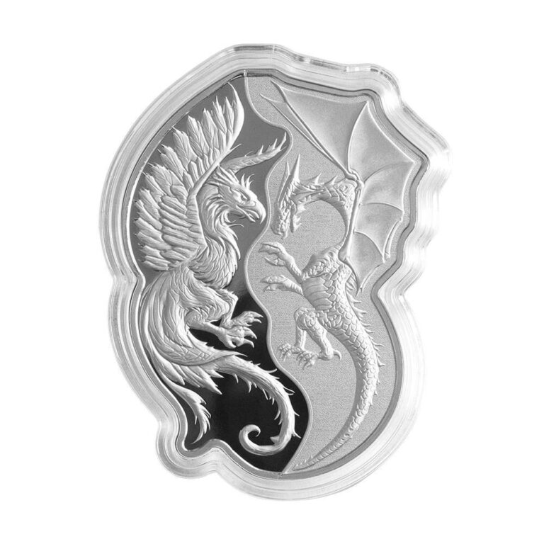 Read more about the article 2PC 2023 Solomon Islands $2 2x 1oz Silver Phoenix VS Dragon Proof-like and Re…