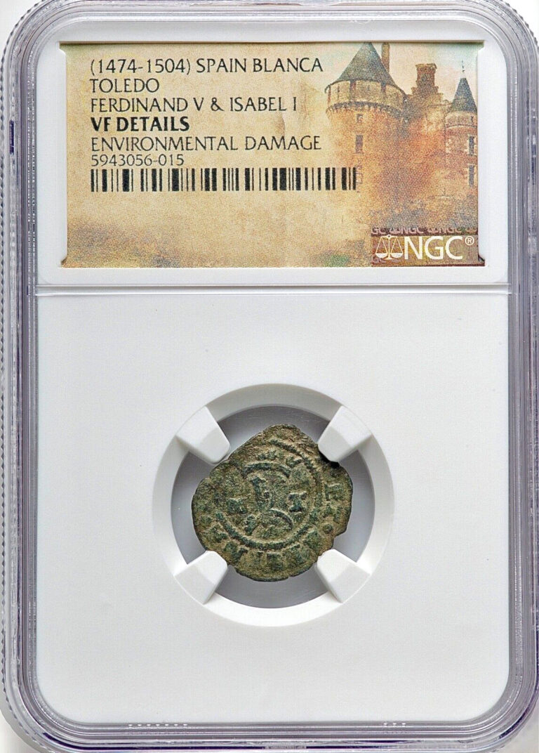 Read more about the article Toledo Mint 1474-1504 Spain Ferdinand and Isabel I Blanca NGC VF Detail