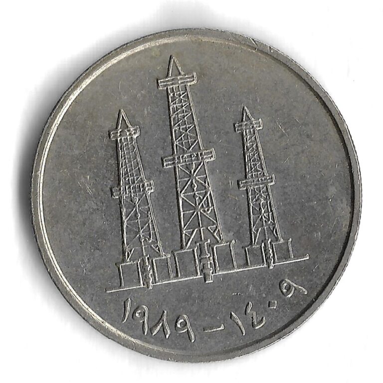 Read more about the article *Spots* 1409 (1989) United Arab Emirates 50 Fils World Coin – KM# 5