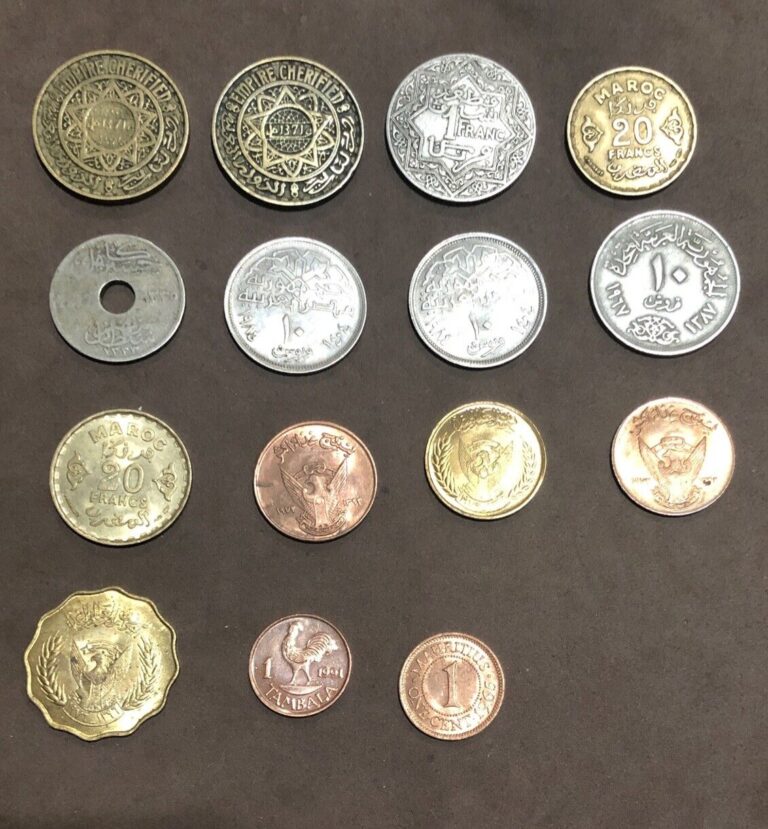 Read more about the article 1917-1991 Lot Of 15 Africa Coins-Morocco Egypt Sudan Mauritius  Malawi