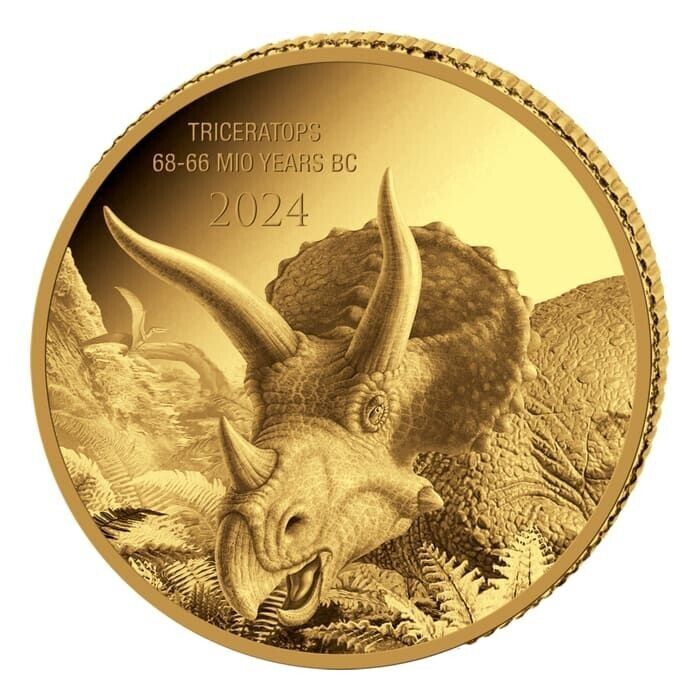 Read more about the article 2024 Congo Prehistoric Life Triceratops 0.5g Gold Coin – 2000 Mintage