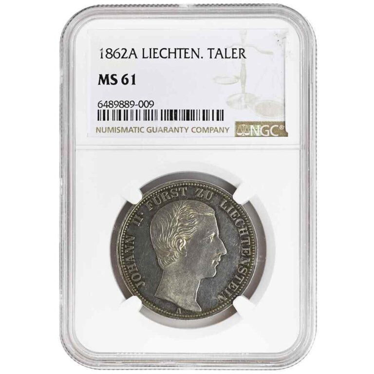 Read more about the article 1862-A Thaler Liechtenstein  NGC MS61 Rare Coin