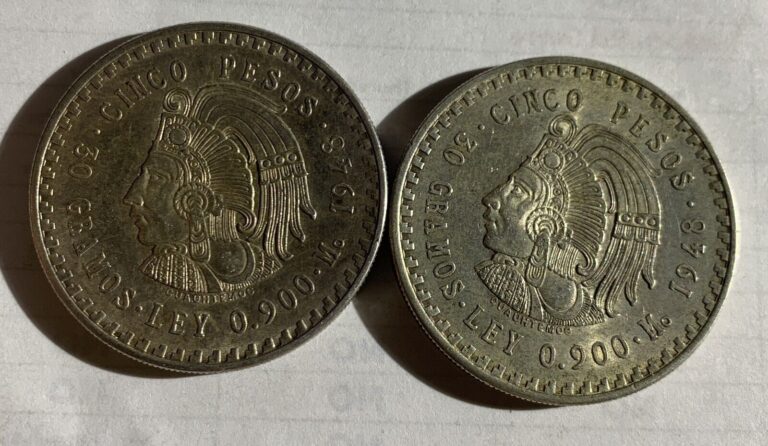 Read more about the article 1948 MEXICO 5 PESO SILVE COIN  XF-AU