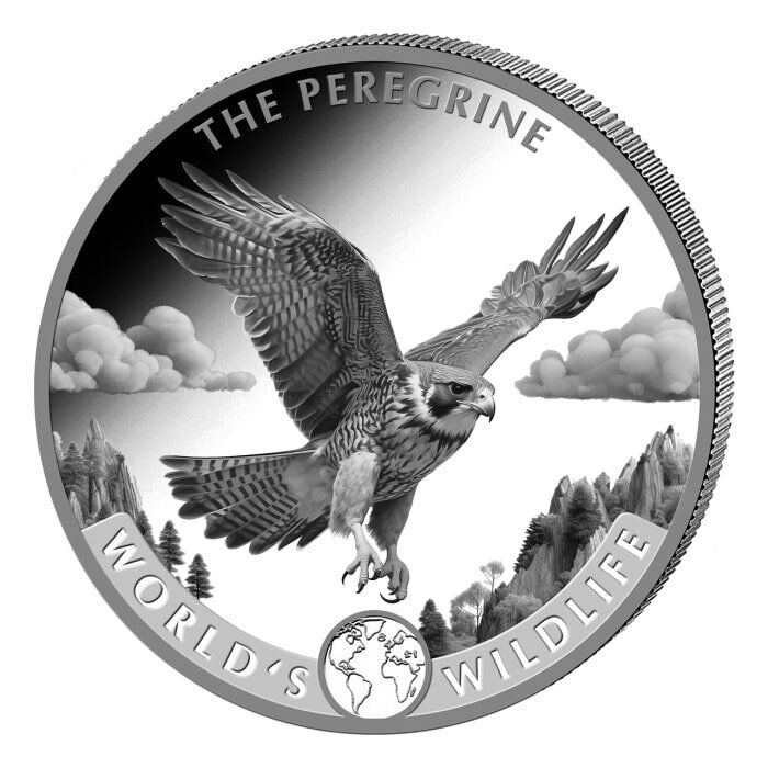 Read more about the article 2024 Congo World’s Wildlife Peregrine Falcon BU 1 oz silver coin w/ COA