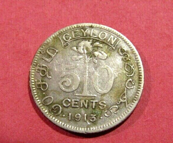 Read more about the article Ceylon Sri Lanka 1913 50 Cents Silver Coin