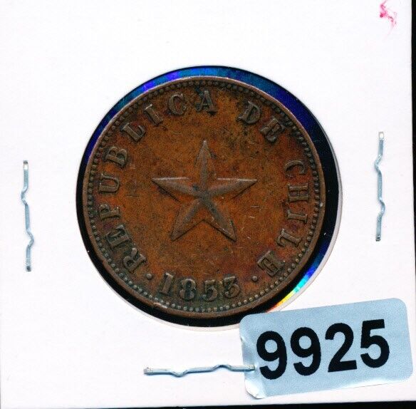 Read more about the article CHILE – 1853 –  STAR – 1 CENTAVOS   XF –  #9925