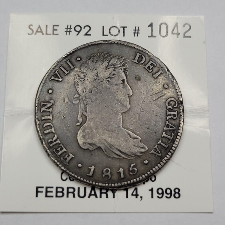 Read more about the article 1815 NG GUATEMALA Silver 8 Reales Ex-Ponterio 1998 Sale Nice Patina *G883