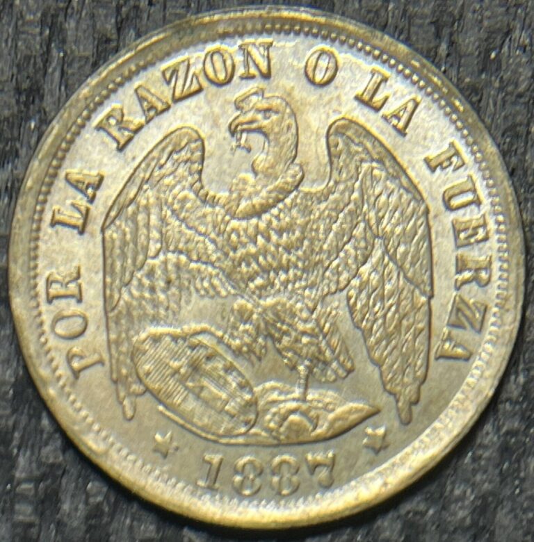 Read more about the article Uncirculated Details But Corroded Reverse 1887 Chile Silver Medio Decimo