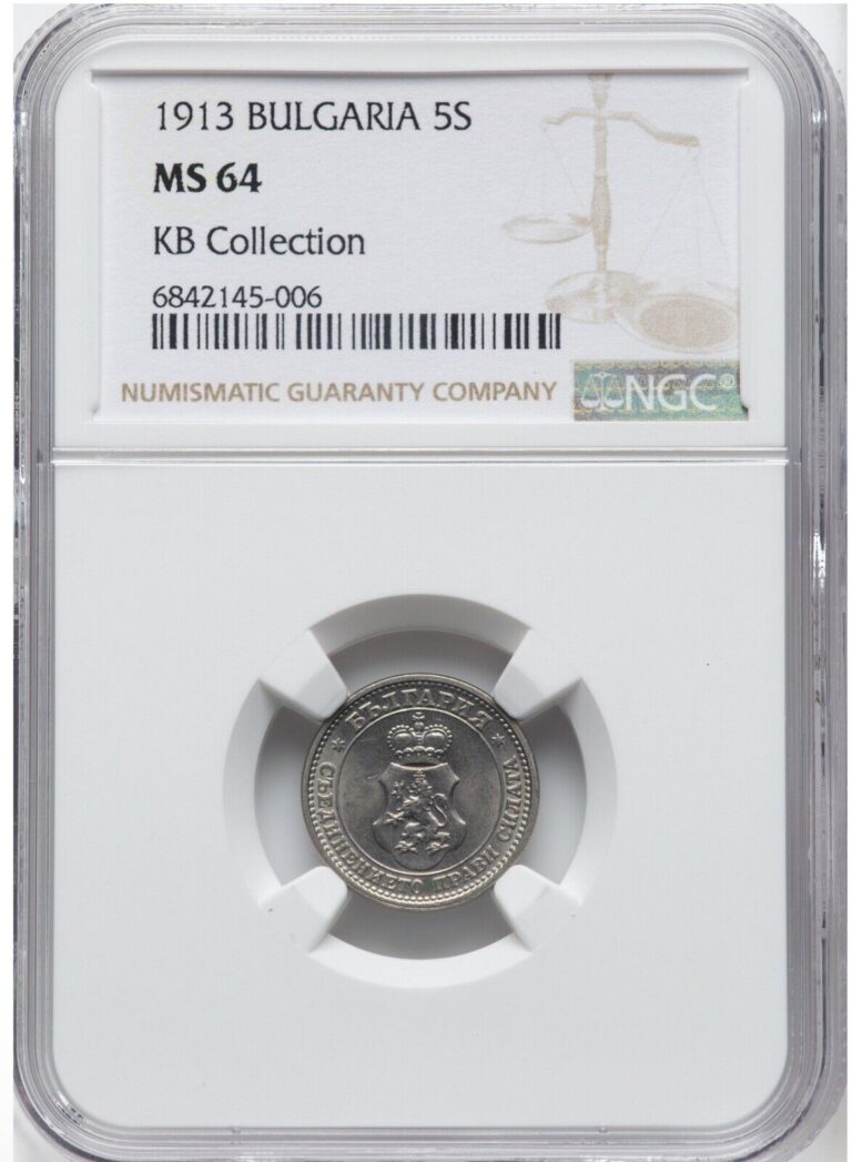 Read more about the article 1913 Bulgaria 5 Stotinki – NGC MS64 – KM24 – KB Collection