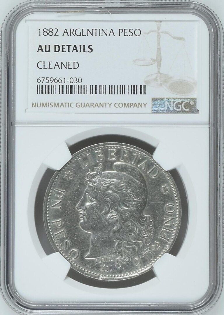 Read more about the article ARGENTINA 1 Peso 1882 Silver Crown NGC AU Details Cleaned