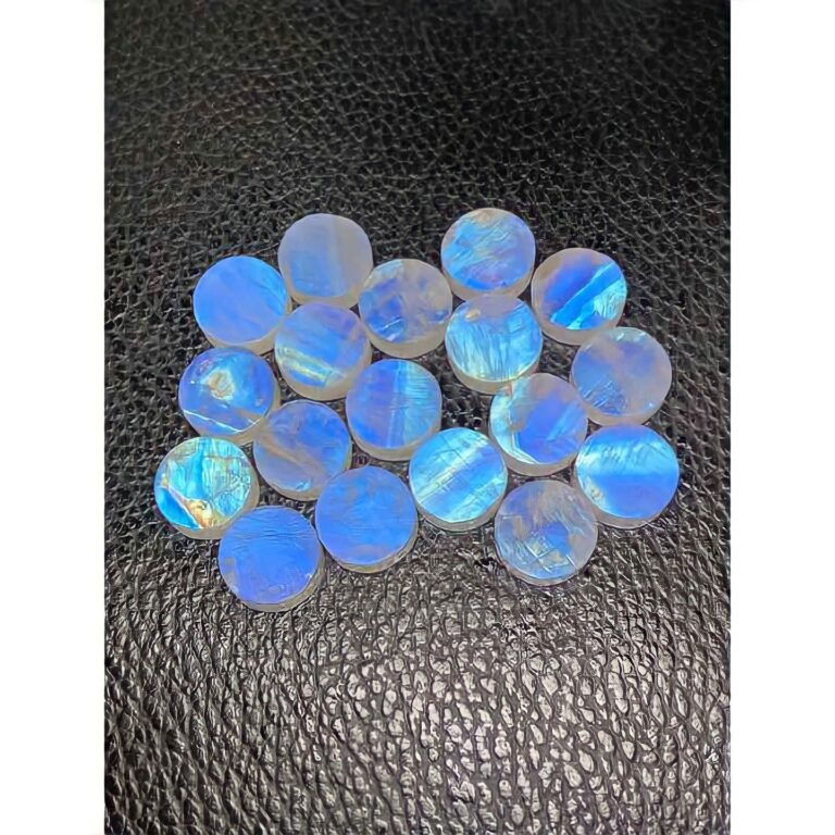 Read more about the article [WHOLESALE] Natural Rainbow Moonstone Coin Cabochons 4 – 15 MM Round Gemstone