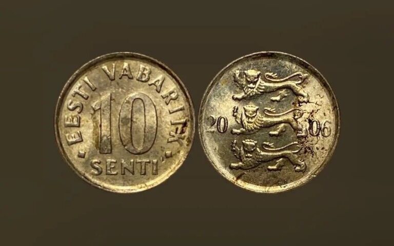 Read more about the article 2006 Estonia 10 Senti Coin w/ Three Lions (FM112)