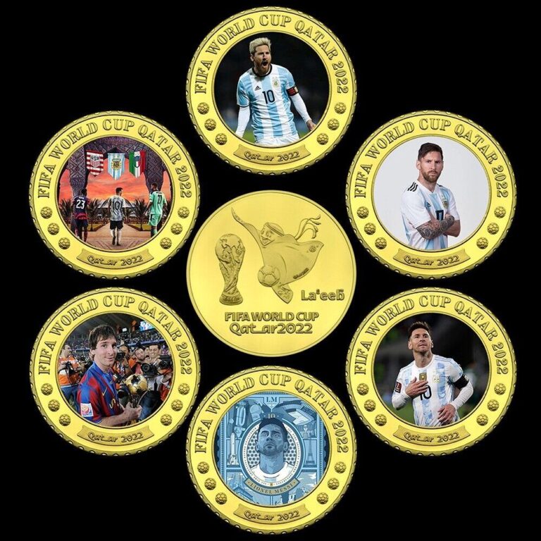 Read more about the article 6 Pcs Qatar 2022 World Football Coin Winner Messii Metal Gold Coin For Fans Gift