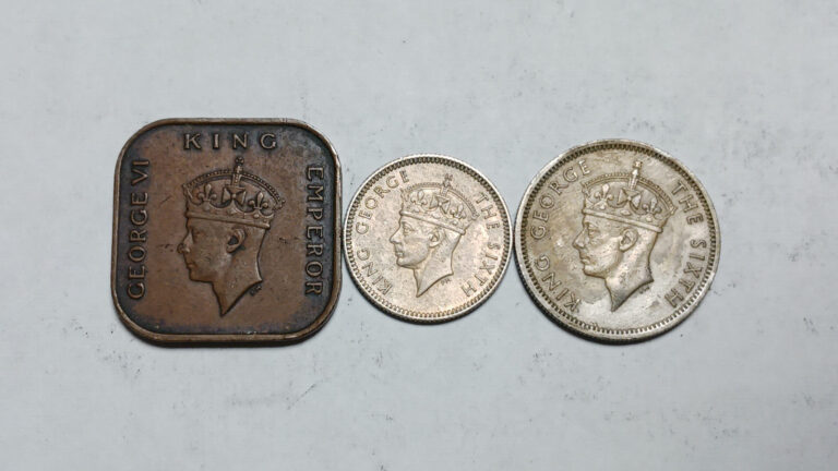 Read more about the article Lot of 3x Coins Malaya – 1  5 and 10 Cents – 1940-1950 – George VI – Malaysia