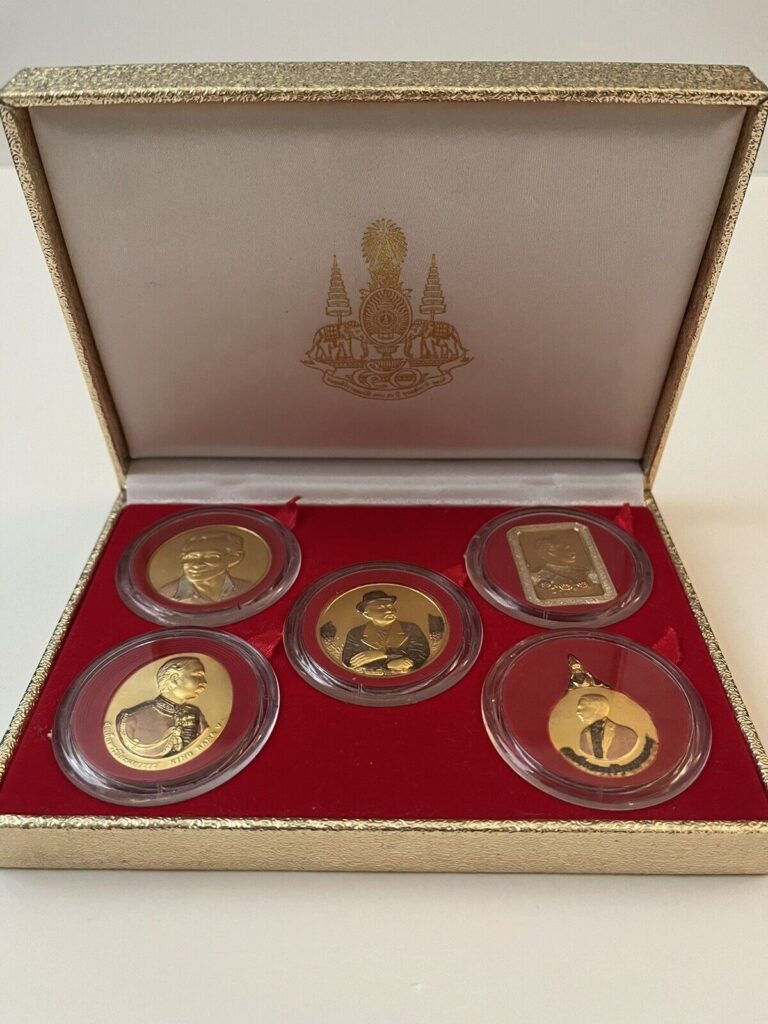 Read more about the article Gold Coins – Rare Set Of 5 Thailand Royal Thai Mint Commemorative Coin Set 👑
