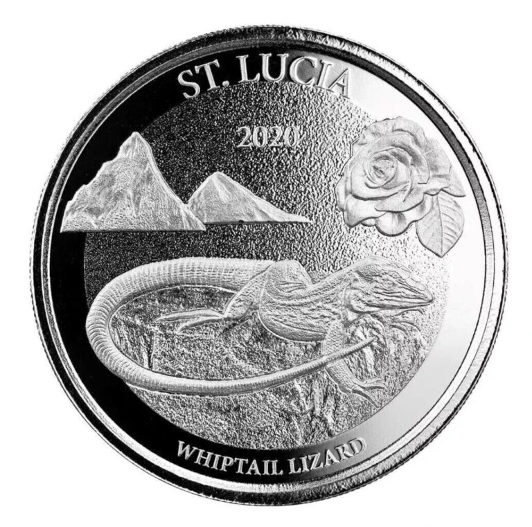 Read more about the article 2020 St. Lucia Whiptail Lizard  1 oz Silver 999 Coin Queen Elizabeth $2 – SR363