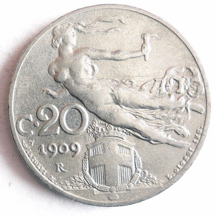 Read more about the article 1909 ITALY 20 CENTESIMI – Flying Victory – Great Coin – FREE SHIP – Italy Bin #B