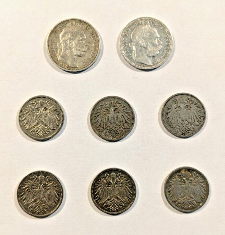 Read more about the article LOT OF 8 Austria-Hungary Coins 1893-1915 Austro-Hungarian Empire