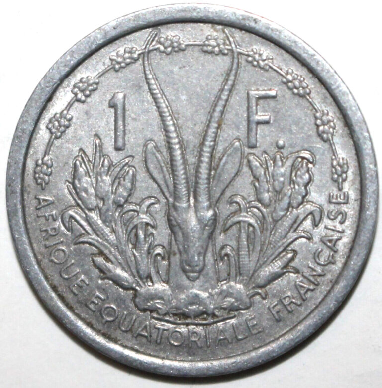 Read more about the article French Equatorial Africa One Franc Coin 1948 KM# 6 Gabon Chad Gazelle 1