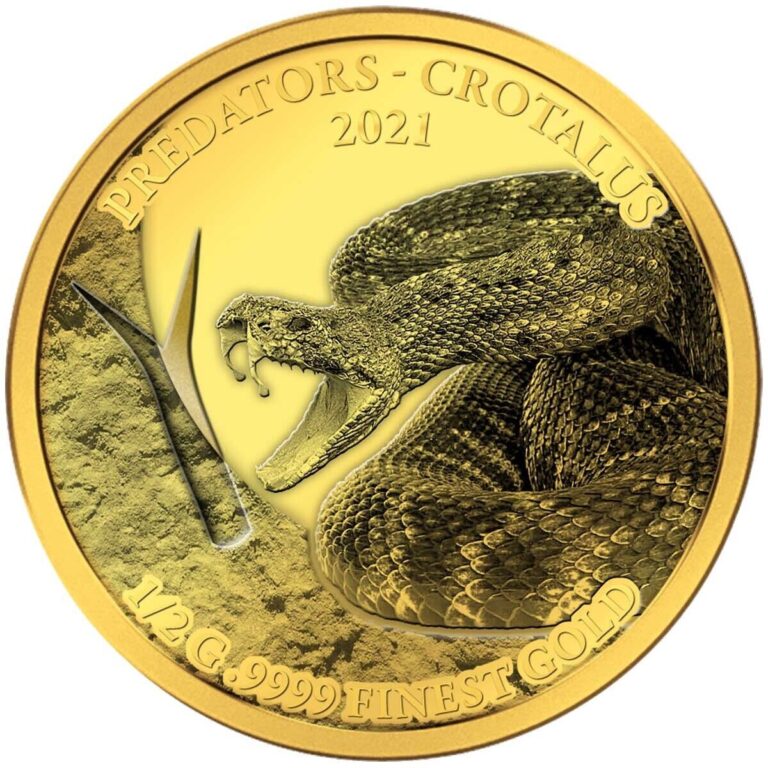 Read more about the article 2021 Senegal Gold Proof Coin Rattlesnake Predators America Wildlife WWF RARE