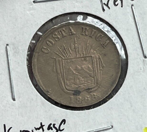 Read more about the article 1868 Costa Rica 1 One Centavo – Only 20 000 Minted – Cleaned L2