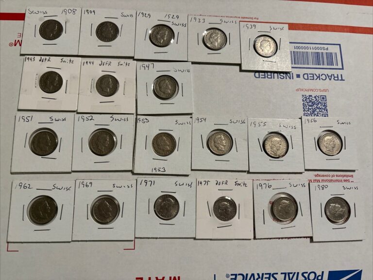Read more about the article SWITZERLAND  Lot of 20 Coins 1908 To Present