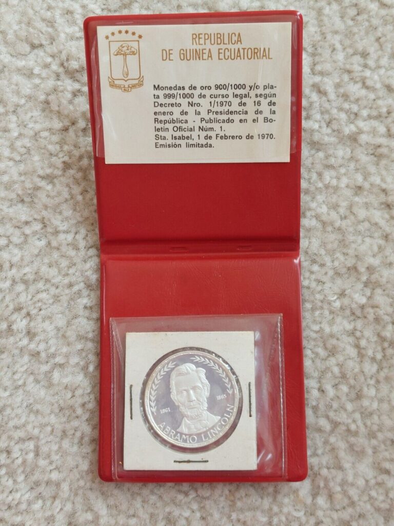 Read more about the article Republica De Guiana Ecuatorial 1970 Silver Coin Abramo Lincoln