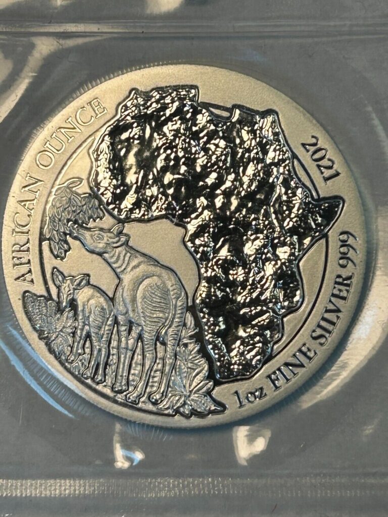 Read more about the article 2021 Rwanda 50 Francs 1 oz Silver Coin – Okapi  African Wildlife Series