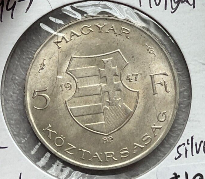 Read more about the article 1947 Hungary 5 Forint – Silver L2