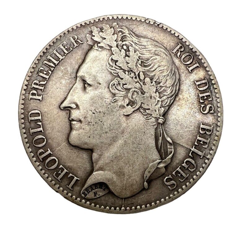 Read more about the article 1849 BELGIUM LEOPOLD PREMIER 5 FRANCS SILVER LARGE COIN