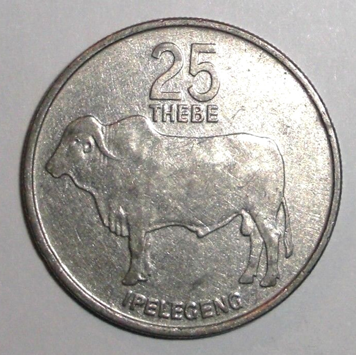 Read more about the article Botswana Africa Coin 25 thebe Zebu Bull Cow Animal Wildlife