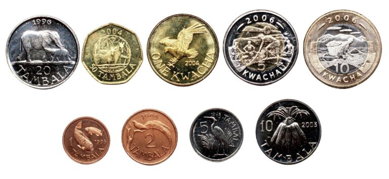 Read more about the article Malawi Set 9 Coins  1 2 5 10 20 50 Tambala 1 5 10 Kwacha  1995 -2006  UNC