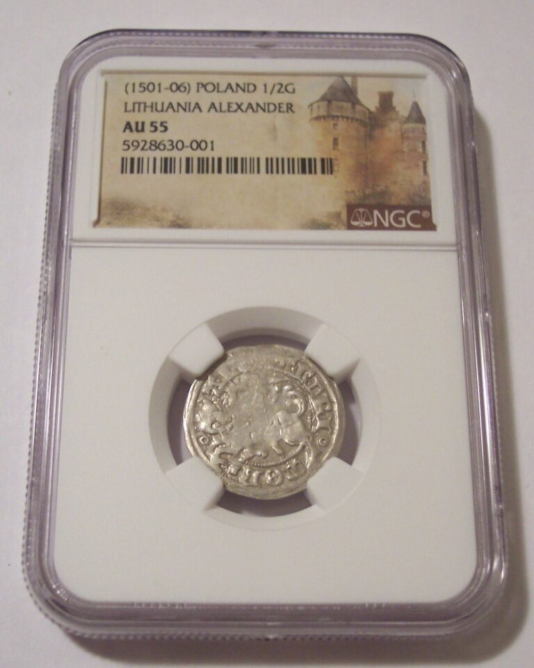 Read more about the article Poland – Lithuania – Alexander Jagiellon (1501-06) Silver 1/2 Groschen AU55 NGC