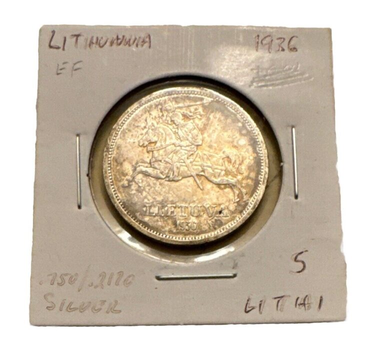 Read more about the article 1936 Lithuania 5 Litai 0.7500 Silver ASW 0.217 Oz – EF